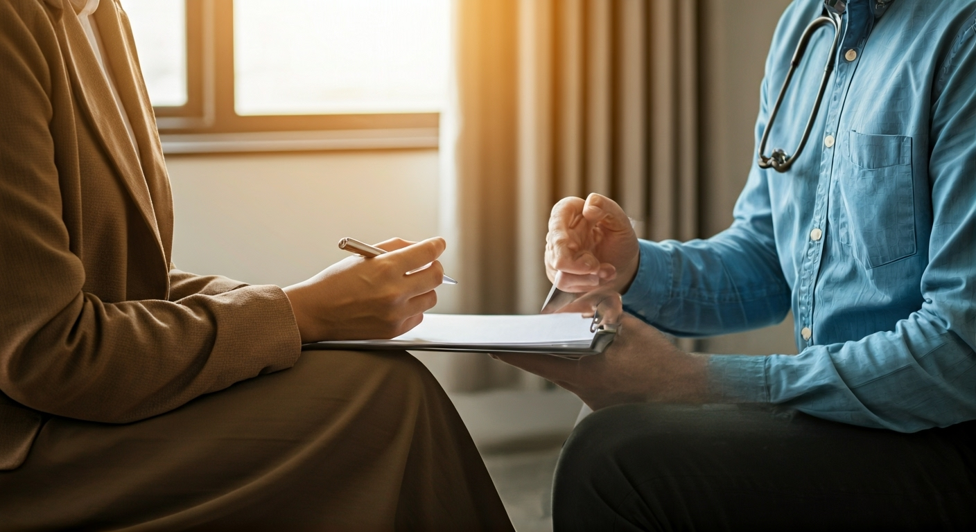 Therapist counseling patient
